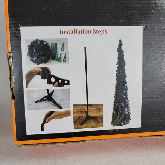 Ghosts Tinsel Halloween Collapsible Pull Up Pencil Tree - 5 Ft Tall - Picture 5 of 13